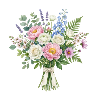 Watercolor Floral Bouquet Arrangement