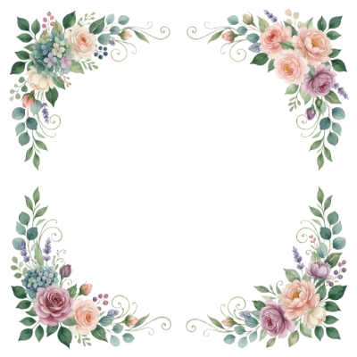 Watercolor Floral Corner Frame