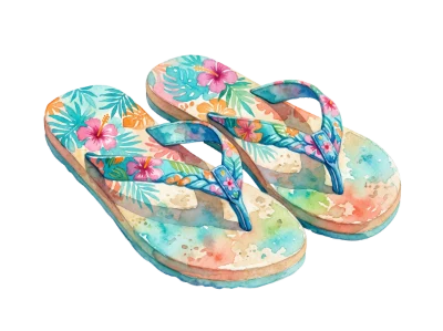 Watercolor Floral Flip Flops