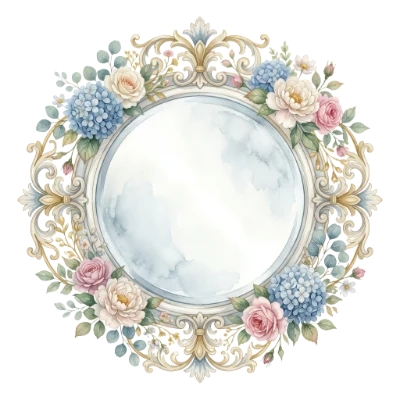 Watercolor Floral Ornate Mirror