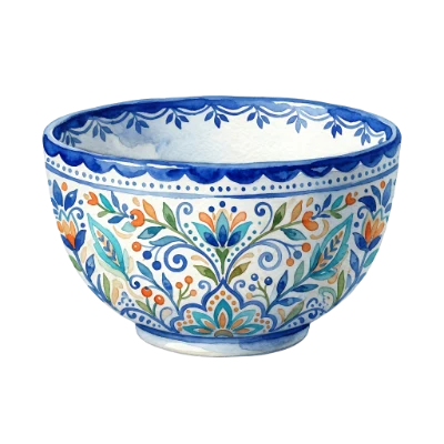Watercolor Floral Pattern Bowl