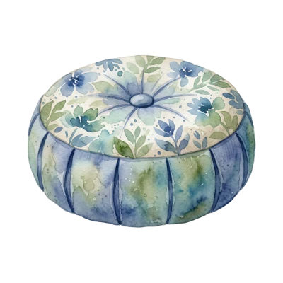 Watercolor Floral Round Cushion