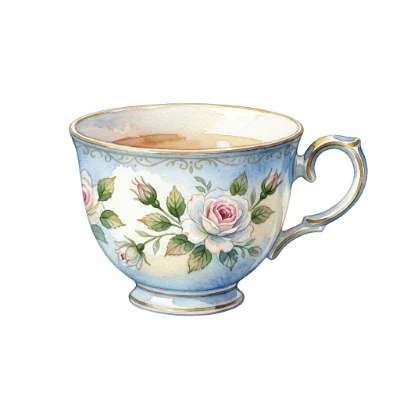 Watercolor Floral Tea Cup