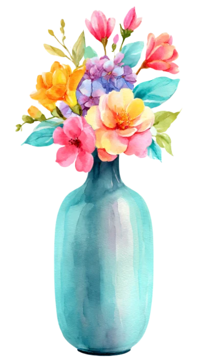 Watercolor Flower Vase Bouquet