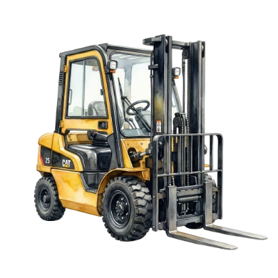 Watercolor Forklift Construction Vehicle
