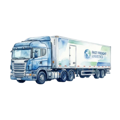 Watercolor Freight Delivery Truck