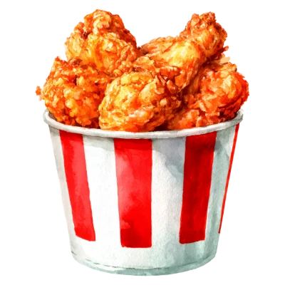 Watercolor Fried Chicken Bucket
