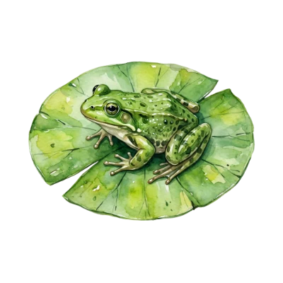 Watercolor Frog On Lilypad