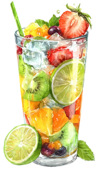 Watercolor Fruit Cocktail