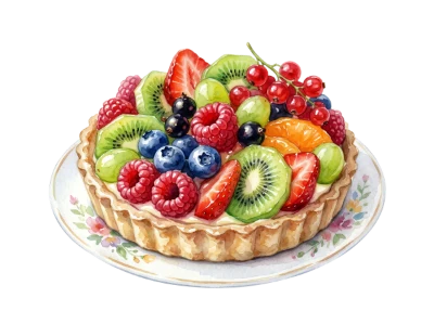 Watercolor Fruit Tart