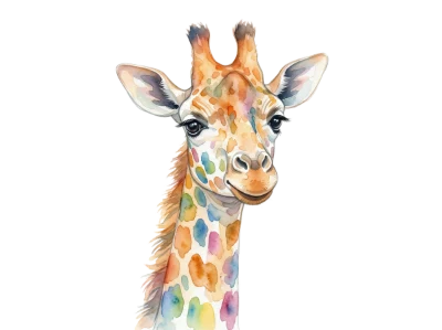 Watercolor Giraffe Portrait Animal Art