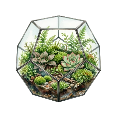 Watercolor Glass Terrarium Plant