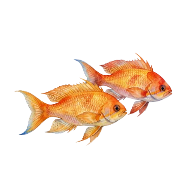 Watercolor Goldfish Pair