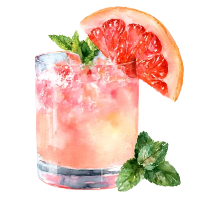 Watercolor Grapefruit Cocktail Drink