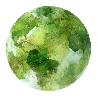 Watercolor Green Earth Globe