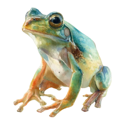 Watercolor Green Frog