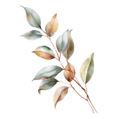 Watercolor Green Leaf Branch