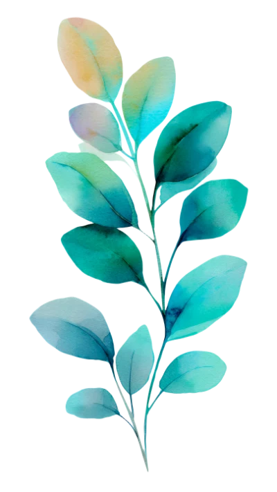 Watercolor Green Leaf Branch