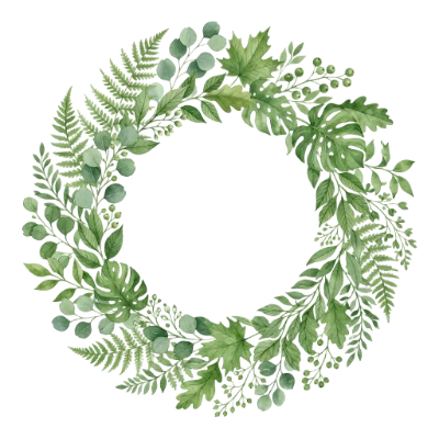 Watercolor Green Leaf Wreath