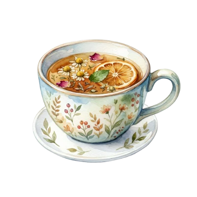 Watercolor Herbal Tea Cup