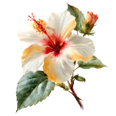 Watercolor Hibiscus Flower Bloom