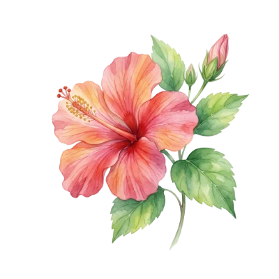 Watercolor Hibiscus Flower