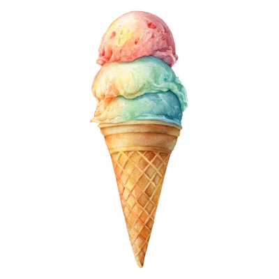 Watercolor Ice Cream Cone