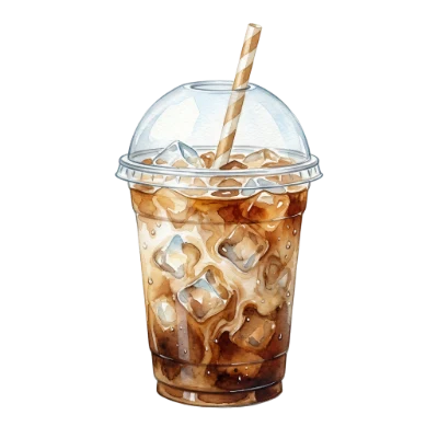 Watercolor Iced Coffee Cup