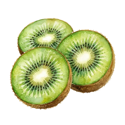 Watercolor Kiwi Fruit Slices