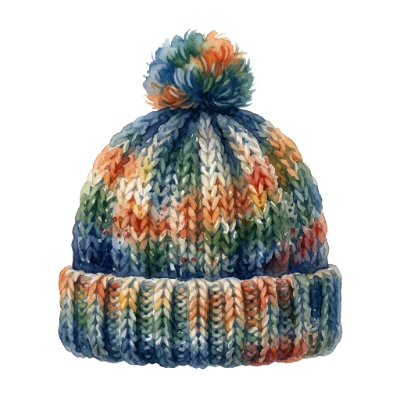 Watercolor Knitted Winter Hat