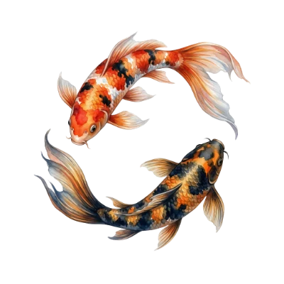 Watercolor Koi Fish Pair