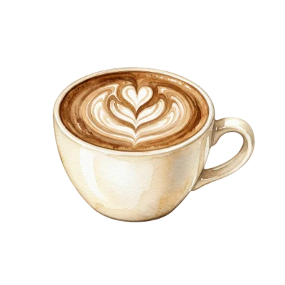Watercolor Latte Coffee Cup