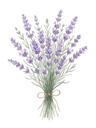 Watercolor Lavender Flower Bouquet