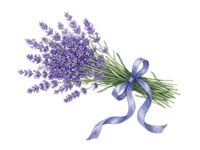 Watercolor Lavender Flower Bouquet