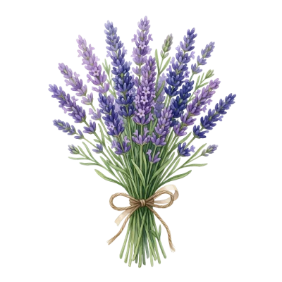 Watercolor Lavender Flower Bouquet