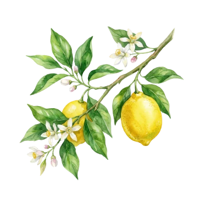 Watercolor Lemon Branch
