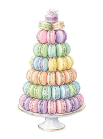Watercolor Macaron Tower