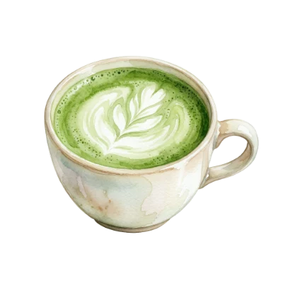 Watercolor Matcha Latte Cup