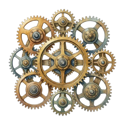 Watercolor Mechanical Gear Mechanism