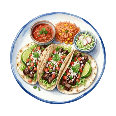 Watercolor Mexican Beef Tacos