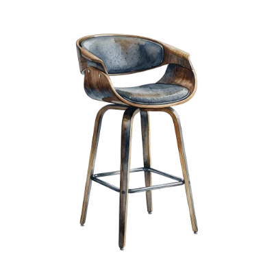 Watercolor Mid Century Bar Stool