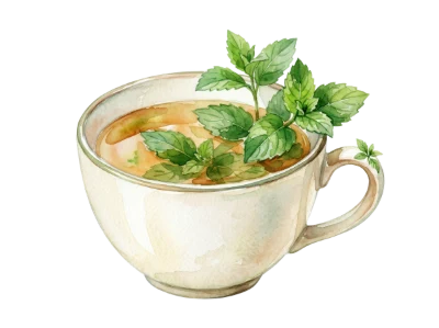 Watercolor Mint Tea Cup