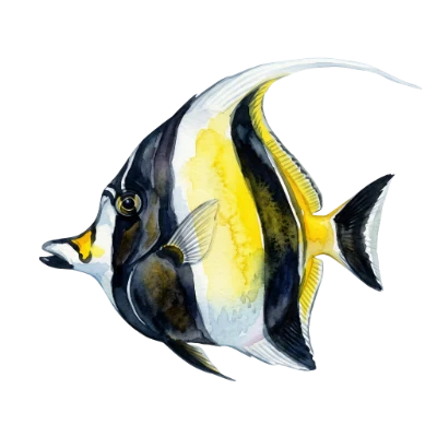 Watercolor Moorish Idol Fish