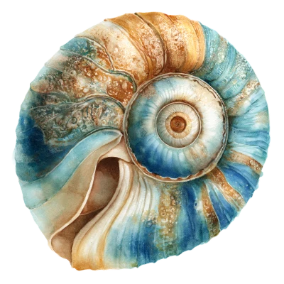 Watercolor Nautilus Seashell