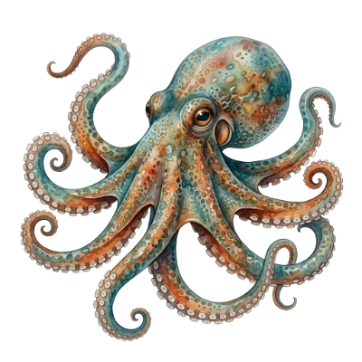 Watercolor Octopus Sea Creature