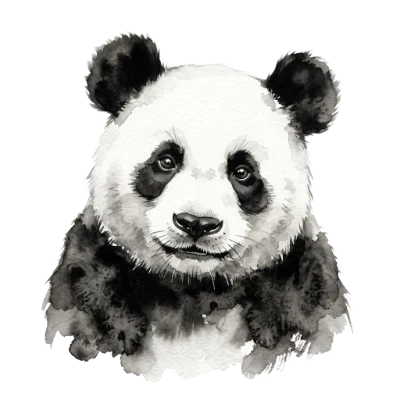 Watercolor Panda Bear Portrait