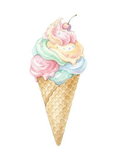Watercolor Pastel Ice Cream