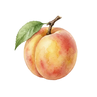 Watercolor Peach Fruit