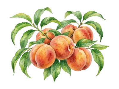 Watercolor Peach Fruit Illustration