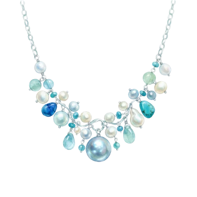 Watercolor Pearl Gemstone Necklace